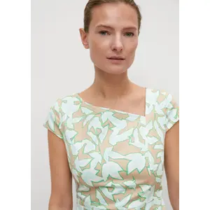Short Cotton Satin Dress with Asymmetric Neckline and Invisible Zip Women COMMA image-3