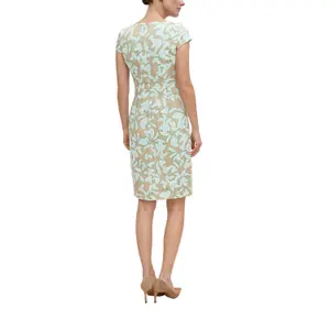Short Cotton Satin Dress with Asymmetric Neckline and Invisible Zip Women COMMA image-5