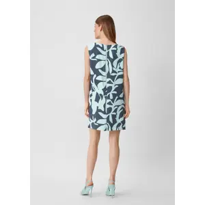 Women’s Straight Boat Neck Short Crepe Dress with Slit Pockets COMMA image-4