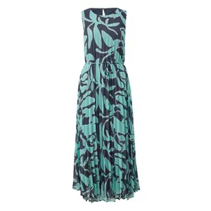 Sleeveless Chiffon Open Back Dress with Tied Belt Women's COMMA image-0