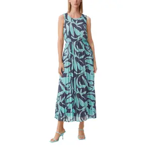 Sleeveless Chiffon Open Back Dress with Tied Belt Women's COMMA image-2