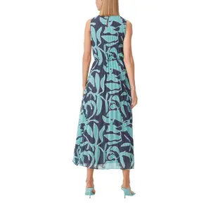 Sleeveless Chiffon Open Back Dress with Tied Belt Women's COMMA image-5