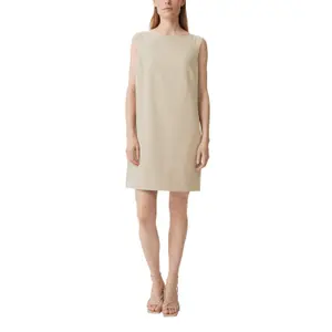 Short Stretch Piqué Shift Dress with Boat Neck for Women COMMA image-2