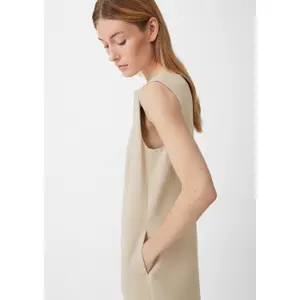 Short Stretch Piqué Shift Dress with Boat Neck for Women COMMA image-3