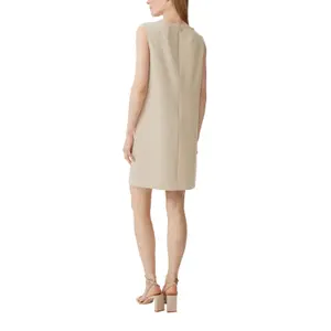 Short Stretch Piqué Shift Dress with Boat Neck for Women COMMA image-5