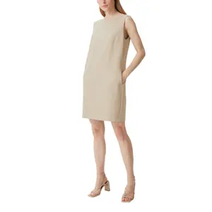 Short Stretch Piqué Shift Dress with Boat Neck for Women COMMA image-6