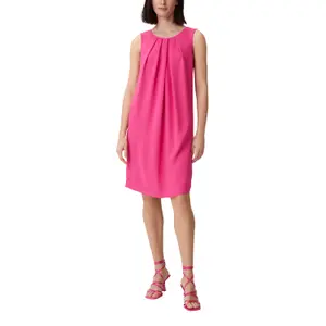 Ärmelloses Kurzkleid aus schwingendem Crêpe mit rundem Ausschnitt für Damen COMMA image-2
