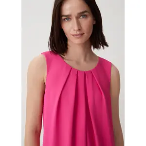 Ärmelloses Kurzkleid aus schwingendem Crêpe mit rundem Ausschnitt für Damen COMMA image-3