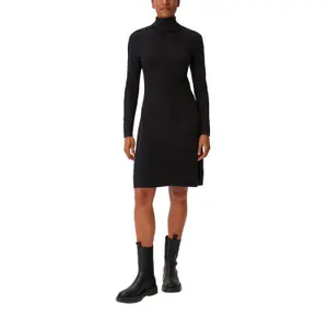 Short Ribbed Knit Dress Wool Blend Roll Neck Open Women COMMA image-2
