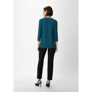 Jersey Blouse with Tunisian Collar and 3/4 Sleeves for Women COMMA image-4