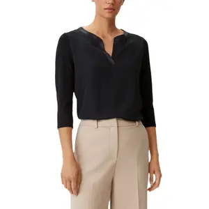 Jersey Blouse with Tunisian Collar and 3/4 Sleeves for Women COMMA image-2
