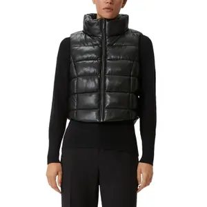 Women's Sleeveless Faux Leather Padded Jacket COMMA image-2