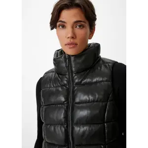 Women's Sleeveless Faux Leather Padded Jacket COMMA image-3