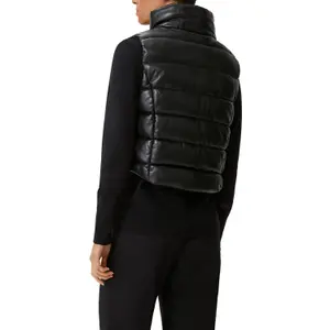 Women's Sleeveless Faux Leather Padded Jacket COMMA image-5