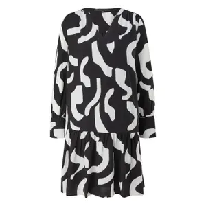 Women's Printed Viscose Long Sleeve Midi Dress COMMA image-0
