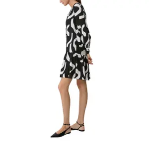 Women's Printed Viscose Long Sleeve Midi Dress COMMA image-6
