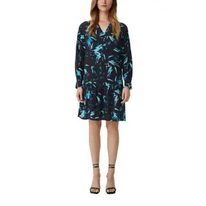 Women's Printed Viscose Long Sleeve Midi Dress COMMA image-1