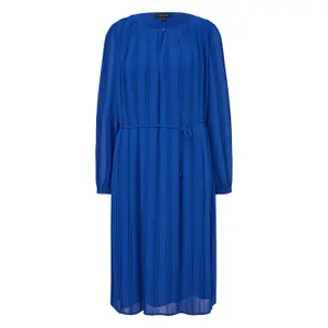 Striped Chiffon Maxi Dress with Buttoned Collar and Tied Belt Women COMMA image-0