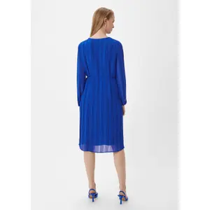 Striped Chiffon Maxi Dress with Buttoned Collar and Tied Belt Women COMMA image-4
