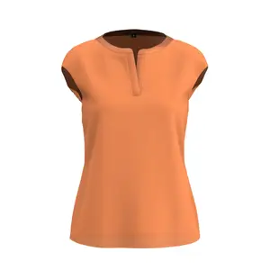 Fluid Short Sleeve Tunisian Collar T-Shirt for Women COMMA image-0