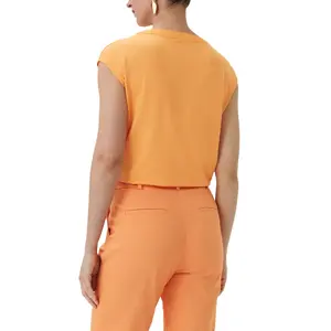 Fluid Short Sleeve Tunisian Collar T-Shirt for Women COMMA image-5