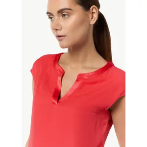 Fluid Short Sleeve Tunisian Collar T-Shirt for Women COMMA image-3