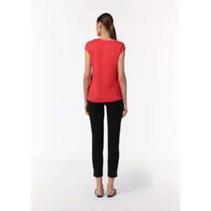 Fluid Short Sleeve Tunisian Collar T-Shirt for Women COMMA image-4
