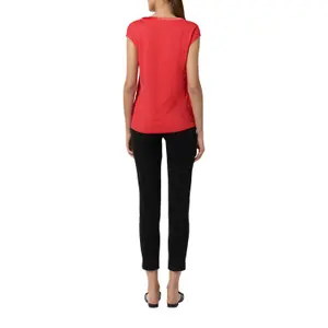 Fluid Short Sleeve Tunisian Collar T-Shirt for Women COMMA image-5