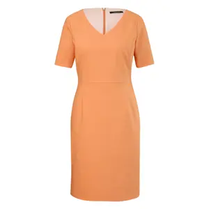 Short Fitted Dress in Cotton Blend V-Neck with Back Split Women's COMMA image-0