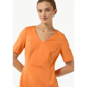 Short Fitted Dress in Cotton Blend V-Neck with Back Split Women's COMMA image-3