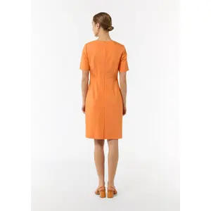 Short Fitted Dress in Cotton Blend V-Neck with Back Split Women's COMMA image-4
