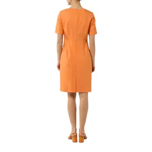 Short Fitted Dress in Cotton Blend V-Neck with Back Split Women's COMMA image-5