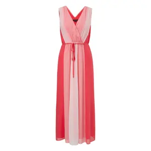 Sleeveless Striped V-Neck Midi Dress with Tie Women COMMA image-0