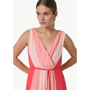 Sleeveless Striped V-Neck Midi Dress with Tie Women COMMA image-3