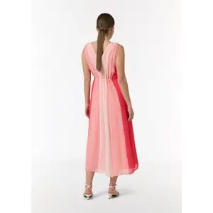 Sleeveless Striped V-Neck Midi Dress with Tie Women COMMA image-4