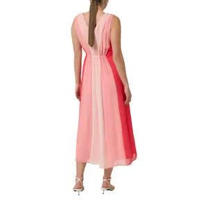 Sleeveless Striped V-Neck Midi Dress with Tie Women COMMA image-5