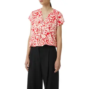 Women's V-Neck Patterned Blouse COMMA image-2