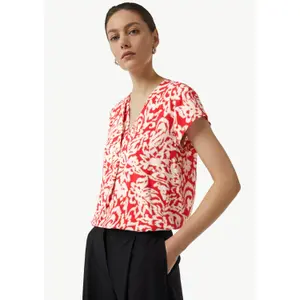 Women's V-Neck Patterned Blouse COMMA image-3