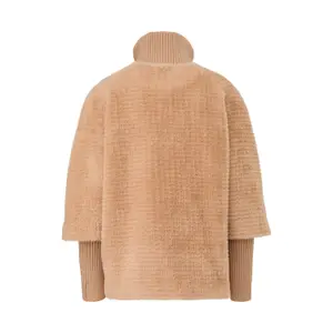 Faux Fur Plush Cape with Fleece Knit Collar for Women COMMA image-1