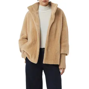 Faux Fur Plush Cape with Fleece Knit Collar for Women COMMA image-2