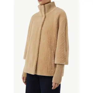Faux Fur Plush Cape with Fleece Knit Collar for Women COMMA image-3