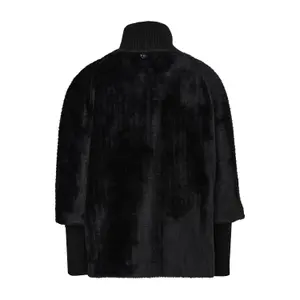 Faux Fur Plush Cape with Fleece Knit Collar for Women COMMA image-1