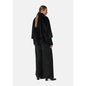 Faux Fur Plush Cape with Fleece Knit Collar for Women COMMA image-4