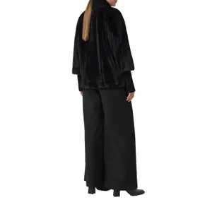 Faux Fur Plush Cape with Fleece Knit Collar for Women COMMA image-5