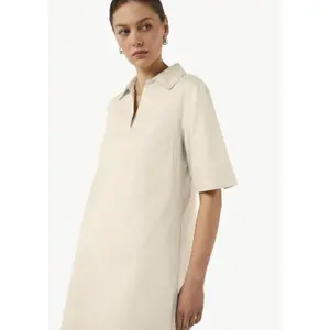 Short Cotton Shirt Collar Tunic Neck Dress Women COMMA image-3