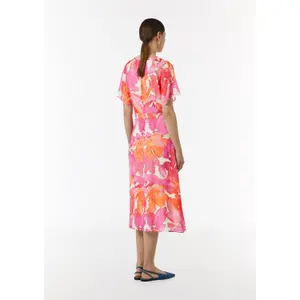 Women’s Round Neck Balloon Sleeve Printed Midi Dress COMMA image-2