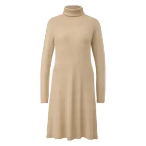Long Sleeve Ribbed Knit Flared Sweater Dress for Women COMMA image-0