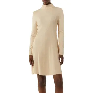 Long Sleeve Ribbed Knit Flared Sweater Dress for Women COMMA image-2