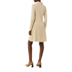 Long Sleeve Ribbed Knit Flared Sweater Dress for Women COMMA image-5