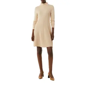 Long Sleeve Ribbed Knit Flared Sweater Dress for Women COMMA image-6